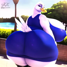2023 ai ai_generated ass avian big_breasts big_butt breasts butt chubby chubby_female female goose looking_at_viewer mommy nipples overweight overweight_female slightly_chubby slightly_chubby_female tail thepyromancerfox