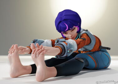 1girls 3d barefoot bent_over blender blender_(software) blenderanon blue_hair exercise feet feet_focus feet_together female fingers_between_toes foot_fetish foot_focus jumpsuit juno_(overwatch) looking_at_viewer multicolored_hair overwatch overwatch_2 pink_hair presenting_feet shiny_skin simple_background sitting smelly_feet soles solo solo_female solo_focus stretching stretching_legs sweaty_feet tagme toes twitter_username watermark wip yoga_pose