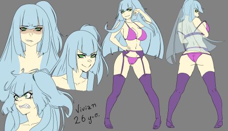 adult adult_female adult_only angry angry_expression angry_face angry_female ass back_view big_breasts boob_squish breasts cameltoe digital_media_(artwork) disgusted disgusted_look female female_focus female_human female_only fossil_fighters front_and_back front_view garter_belt green_eyes hair human kayserend large_breasts lingerie long_hair looking_at_viewer looking_back nintendo overflowing_breasts purple_bra purple_stockings pussy reference_sheet simple_background smug smug_expression smug_female solo solo_female stockings thick_thighs thigh_squish thighhighs thighs underwear underwear_only vivian_(fossil_fighters)