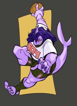 1girls basketball female jamie_(mangneto) long-haired_female mangneto menacing muscular muscular_female shark_girl shark_tail smiling solo_female