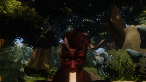 3d baldur's_gate_3 blowjob dungeons_and_dragons fellatio female horns karlach pointy_ears red_skin tiefling yellow_eyes