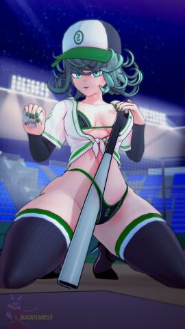 1girls 3d artist_name baseball_bat baseball_cap baseball_uniform bikini blackflames3 breasts female female_only female_pervert high_heels medium_breasts night number_tattoo one-punch_man painted_nails pervert presenting public public_nudity sexually_suggestive solo submission suketto_sanjou!! tatsumaki thigh_socks thighs thong