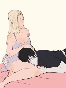 1boy 1girls 2d 2d_(artwork) absurd_res absurdres ass ass_grab bare_arms bare_legs bare_shoulders bare_thighs barefoot bed bed_sheet bedding big_breasts black_hair blonde_hair blush boruto:_naruto_next_generations bottomless boyfriend-girlfriend breasts busty canon_couple cleavage closed_eyes clothed clothing couple couple_(romantic) dress feet female grope groping groping_ass groping_butt hair_over_one_eye hand_on_ass hand_on_butt hi_res high_resolution highres husband husband_and_wife ino_yamanaka large_breasts light-skinned_female light-skinned_male light_skin lingerie lips lipstick looking_pleasured makeup male male/female married married_couple married_female married_male monday_mint naruto naruto:_the_last naruto_(series) naruto_shippuden no_bra no_panties on_bed pale-skinned_female pale-skinned_male pale_skin pink_lips pink_lipstick pleasure_face purple_lingerie purple_underwear romantic romantic_ambiance romantic_couple sai short_dress shounen_jump shueisha sideboob sitting sleeping sleeveless sleeveless_dress smile smiling straight stroking_hair thick_thighs thighs underwear very_high_resolution voluptuous voluptuous_female weekly_shonen_jump wholesome wife wife_and_husband yamanaka_ino
