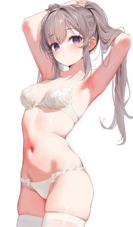 1girls armpits arms_above_head arms_up bare_armpits bare_arms bare_back bare_belly bare_chest bare_hands bare_hips bare_midriff bare_navel bare_shoulders bare_skin bare_thighs bare_torso belly belly_button blush blush_lines blushing_at_viewer blushing_female bra breasts brown-haired_female brown_eyebrows brown_hair cleavage collarbone dot_nose elbows embarrassed embarrassed_female exposed exposed_armpits exposed_arms exposed_belly exposed_midriff exposed_shoulders exposed_thighs exposed_torso female female_focus female_only frilled_bra frilled_panties frilled_underwear full_body gin00 groin hair_between_eyes half_naked half_nude hands_above_head hands_up high_resolution high_school_student highres idolmaster idolmaster_shiny_colors lean_figure legs legs_together legwear light-skined_female light-skinned_female light_skin long_hair looking_at_viewer looking_down looking_down_at_viewer medium_breasts naked naked_female navel nude nude_female nudity panties parted_lips petite petite_body petite_breasts petite_female ponytail purple-eyed_female purple_eyes pussy schoolgirl shoulders sideboob sidelocks simple_background slender_body slender_waist slim_female slim_waist small_breasts solo standing stockings teenage_female teenager thick_thighs thighhighs thighs thin_waist tying_hair underboob underwear upper_body v-line white_background white_bra white_legwear white_panties white_stockings white_thighhighs white_underwear yukoku_kiriko