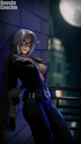 1girls 3d black_cat_(fortnite) black_cat_(marvel) clothed clothing doostiecoochie felicia_hardy female fortnite fortnite:_battle_royale fortnite_(marvel_comics) marvel marvel_comics night pose solo solo_focus spider-man_(series) wall