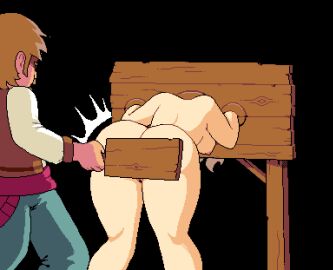 1boy 1girls amy_(final_orginity) ass ass_cleavage ass_focus ass_spank ass_up big_breasts black_background breasts female final_orginity game_cg large_breasts male nipples no_bra no_clothes no_panties pillory punished punished_ass punishment ropoductions spanking thick thick_ass thick_thighs thighs