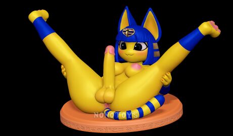 1futa 3d 3d_model 3d_modeling 3d_print animal_crossing ankha ankha_(animal_crossing) anthro anus balls black_background blue_hair breasts digital_media_(artwork) doubutsu_no_mori erection felid feline futanari genitals hair hi_res intersex leg_grab looking_straight makeup mammal markings nairu_(doubutsu_no_mori) nintendo nipples nonotoys pawpads penis simple_background smile solo stage striped_markings striped_tail stripes tail tail_markings yellow_body