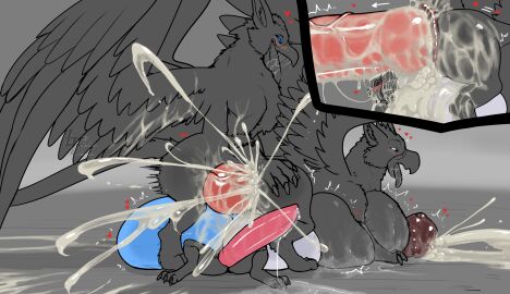 absurd_res anal anal_sex animal_genitalia animal_penis anthro anthro_on_bottom anthro_on_feral ass avian balls balls_worship beak belly between_balls big_balls big_belly big_knot big_penis bird blush bodily_fluids claws cum cum_explosion cum_in_ass cum_in_mouth cum_inside cum_on_face cum_on_penis cumshot digital_media_(artwork) ejaculation equine_genitalia equine_penis erection excessive_cum excessive_genital_fluids feathered_wings feathers feet feral feral_on_feral feral_on_top genital_fluids genitals group group_sex gryphon heart_symbol hi_res huge_balls huge_belly huge_cock huge_knot hyper hyper_balls hyper_belly hyper_genitalia hyper_inflation hyper_penis inflation jeffery_the_gryphon_(character) knot luccatoasty male male/male male_penetrated male_penetrating male_penetrating_male mythological_avian mythological_creature mythology open_mouth penetration penile penis sex simple_background size_difference sparrowgryphon tail tapering_penis tongue trio vein veiny_knot wings zoophilia