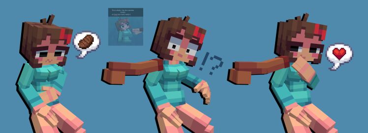 3d :3 accurate_art_style alternate_version_available blockbench blocky_body breasts comic comic_strip cubic_body cubic_breasts female female_focus hungry linky_playz looking_at_viewer male minecraft molly_(linky_playz) oc original_character penis self_upload sitting tagme theblockygooner youtube