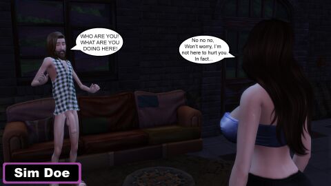 1boy 1girls 3d abandoned_building age_difference arthur_beaver_(sim_doe) ashley_wilson_(sim_doe) big_breasts big_cock big_penis bimbo breasts brown_hair caption cock cock_out comic comic_page comic_panelstockings damaged_clothes dick english english_text female hobo homeless homeless_male huge_cock male massive_cock massive_penis no_underwear original_characters penis ragged_clothing scared_face scared_male sexy_clothing sexy_outfit sim_doe speech_bubble speech_bubbles stockings_thigh_highs the_sims the_sims_4 ugly ugly_bastard