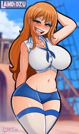 1girls animated big_breasts bikini breasts female landidzu large_breasts light-skinned_female light_skin nami_(one_piece) nude one_piece orange-haired_female orange_hair pussy slideshow vertical_video
