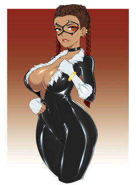 1girls 2022 alternate_version_available apex_legends big_breasts bimbo biting_lip biting_own_lip black_bodysuit black_cat_(cosplay) bodysuit braided_hair braids breasts brown_eyes brown_hair choker cleavage cosplay domino_mask ear_piercing earrings eyewear female female_only hair hips huge_breasts latex latex_bodysuit latex_clothing lips loba_(apex_legends) marvel marvel_comics neckwear ravenrine solo solo_female unzipped unzipped_bodysuit wide_hips zipper zipper_down