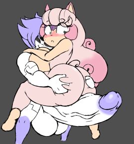 1boy 1girls alternate_version_available anthro ass barefoot big_ass big_breasts big_penis breasts carrying_partner character_request completely_nude female full_body furry huge_ass huge_cock huge_penis looking_back male naked naked_female nude nude_female original original_characters penis penis_awe penis_between_legs text textless uncensored xen_(kirbot12) zebunnyparadise