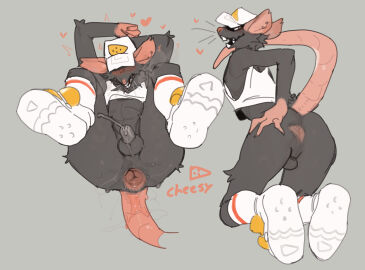 anthro anus ass backsack balls ballsack bebebebebe biped black_body black_fur blush bodily_fluids bottomless chastity_cage chastity_device clothed clothing cum_while_chaste footwear fur gaping gaping_anus genital_fluids genitals grey_background hand_on_ass hand_on_butt hat hat_over_eyes headgear headwear heart_symbol knee_highs knee_socks kneeling legwear looking_at_viewer looking_back looking_back_at_viewer lying male male_only mammal murid murine on_back perineum precum rat rear_view rodent rodent_tail shoes simple_background socks solo spread_anus spread_ass spread_butt spreading