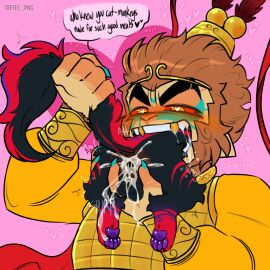 2boys anal_cum_explosion animal_anus animal_genitalia anthro ass balls big_fangs black_fur cum cum_in_ass cum_spurt fangs fur gaping_anus ginger_fur lego lego_monkie_kid macaque_(lego_monkie_kid) male male_only male_pred maw mawshot monkey monkey_boy monkey_king_(lego_monkie_kid) monkie_kid mouth mouthful open_mouth saliva salivating six_eared_macaque size_difference small_balls small_paws small_prey stretched_anus tail tail_grab tail_pull toffee_png vore yaoi