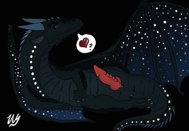 animal_genitalia animal_penis anus belly_scales black_body black_scales blue_eyes claws deathbringer_(wof) digital_drawing_(artwork) digital_media_(artwork) dragon erection european_mythology feral full-length_portrait genital_slit genitals grey_body heart_symbol hi_res horn inviting knot looking_at_viewer lying male membrane_(anatomy) membranous_wings multicolored_body mythological_creature mythological_scalie mythology nightwing_(wof) on_side penile_spines penis portrait quadruped reptile ridged_penis scales scalie scholastic_corporation scutes signature solo speech_bubble spikes spikes_(anatomy) tail two-tone_body western_dragon white_body white_scales wings wings_of_fire wyrmling_(artist)