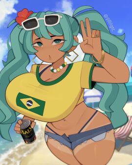 1girls ass big_ass big_breasts big_butt brazilian_miku breasts female gdblight hatsune_miku thick_thighs thighs thong