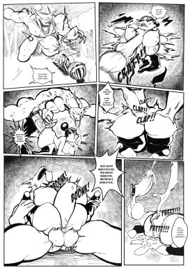 anus ass big_ass big_breasts breasts cock_ring comic cum cum_in_ass ejaculation female full_nelson giant legs_up male north_star_500 penis pussy size_difference stomach_bulge thighhighs werewolf