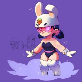 brawl_stars bunny_ears bunnysuit byron_(brawl_stars) carl_(brawl_stars) female glasses gloves jacky_(brawl_stars) muscular slightly_chubby_female slightly_muscular slightly_muscular_female supercell twintails
