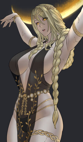alternate_hairstyle armpits big_breasts blonde_hair breasts elden_ring female female_only fromsoftware milf queen_marika_the_eternal sideboob uka_(315302627)