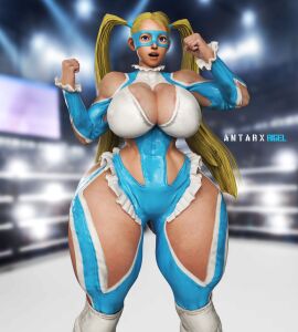 1girls 3d 3d_model antarxrigel artist_signature big_breasts blonde_hair blue_eyes breasts capcom cleavage curvaceous curvy_female domino_mask eyes female female_only hourglass_figure large_breasts light-skinned_female light_skin looking_at_viewer muscular muscular_arms rainbow_mika standing street_fighter street_fighter_v thick thick_thighs twintails venus_body voluptuous voluptuous_female wide_hips