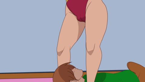 animated ass bbw big_ass big_breasts breasts cheating discreenvision female game_cg gym_clothes inusen milf milf_boom red_hair squatting tagme