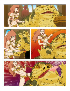 belly_dancer belly_dancer_outfit breasts cleavage crossover eastern_and_western_character female harem_girl harem_outfit huge_breasts jabba_the_hutt loincloth long_hair lupin_iii mine_fujiko slave slave_bikini slave_collar slave_girl slave_leia_(cosplay) slave_outfit star_wars strangling wadevezecha