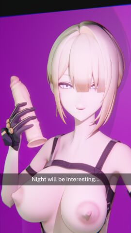 1girls 3d 3d_(artwork) big_breasts blender_(software) blonde_female blonde_hair bondage dildo evelyn_chevalier holding_dildo holding_object itiraelart large_areolae large_breasts nipples selfie selfie_pose solo solo_female zenless_zone_zero