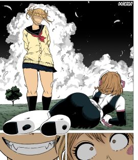 2girls ass ass_up big_ass big_butt blonde-haired_female blonde_hair boku_no_hero_academia brown-haired_female brown_hair color color_edit colored_sketch colorshun daimusraw female female_focus himiko_toga huge_ass my_hero_academia ochako_uraraka ochako_uraraka_(hero_outfit) poorly_tagged smile smiley_face