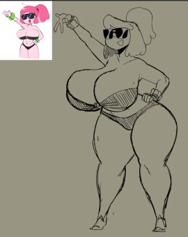 adventure_time big_breasts bikini breasts elpiromanias female hips pose princess_bubblegum summer sunglasses