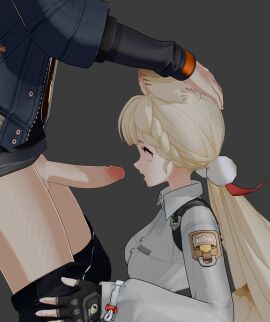 1guy 3d 3d_(artwork) alice_thymefield big_penis blowjob blowjob_face female forced_oral forced_sex head_holding holding_head looking_at_penis pants_down penis shocked shocked_expression shocked_eyes wise_(zenless_zone_zero) worried_expression zenless_zone_zero