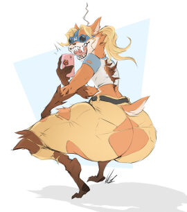 ass big_ass bubble_ass bubble_butt coco_bandicoot crash_(series) crash_bandicoot_(series) crash_mind_over_mutant dullvivid female feral from_behind furry headgear holding_phone huge_ass hyper_ass hypnotized looking_back_at_viewer mind_control muscular muscular_female sharp_claws sharp_teeth squatting tagme tail thick_thighs torn_clothing video_games wide_hips