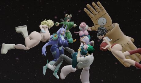 1boy 3d 6girls ass author_character big_ass big_breasts big_nipples big_thighs breasts curvy_figure deku female harem head_between_breasts hero_outfit_(mha) horikoshi_kouhei huge_breasts izuku_midoriya male mina_ashido momo_yaoyorozu multiple_females multiple_girls my_hero_academia nejire_hado nipples ochako_uraraka pussy shounen_jump stud thick_thighs tooru_hagakure tooru_hagakure_(visible) tsuyu_asui