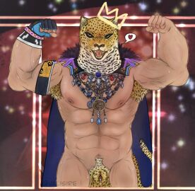 2024 abs animal_genitalia animal_head animal_humanoid anthro armpit_hair bodily_fluids body_hair bottomless cape clothed clothing digital_media_(artwork) fangs felid felid_humanoid feline flexing for_a_head fur genital_fluids genitals gloves green_eyes handwear hi_res human humanoid jaguar jaguar_humanoid jewelry king_(tekken) latino latino_male luchador male male_only mammal mammal_humanoid markings mask mexican mexican_male muscular muscular_male nipples nude pantherine pantherine_humanoid partially_clothed pecs penis precum pubes sheath solo spots spotted_body spotted_fur sweat tail tan_body teeth tekken tekken_8 topless valisire vein wrestler wristband yellow_body yellow_fur