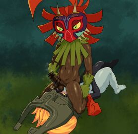 1boy 1girls anilingus anilingus_from_female balls censored face_in_ass facesitting female female_rimming_male humanoid imp imp_midna kokobiel majora's_mask male male_facesitting male_facesitting_female midna penis rimjob rimming skull_kid skullkid smelling_balls sniffing_balls the_legend_of_zelda twilight_princess