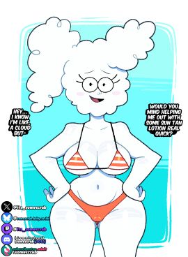 1girls air_creature air_humanoid bare_arms bare_belly bare_hands bare_hips bare_shoulder bare_shoulders bare_stomach bare_thighs big_breasts black_eyes bodily_fluids bottomwear bottomwear_pull breasts cartoon_network cleavage clothed clothing clothing_pull cloud cloud_humanoid clouds cloudy_jay crop_top detailed_background dialog dialogue elemental_creature elemental_humanoid english_dialogue english_text eyelashes female female_humanoid female_only flashing_pussy front_view genitals hourglass_figure huge_boobs huge_breast huge_breasts humanoid humanoid_hands humanoid_pussy humanoid_vagina large_boobs large_breasts large_tits living_cloud long_eyelashes looking_at_viewer massive_boobs massive_breasts massive_tits non-human non-human_only non-mammal_breasts open_mouth partially_clothed pussy regular_show scrubforfun shirt shorts shorts_pull showing_pussy smile solo somescrub speech_bubble striped_clothing striped_topwear talking talking_to_viewer text text_bubble thick_thighs thighs tongue topwear vagina vaginal_fluids vaginal_penetration white_body white_skin white_skinned_female