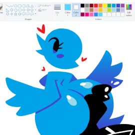 1:1 anthro anthro_focus ass avian beak big_ass big_butt bird black_eyes black_glans black_penis blue_beak blue_body blue_breasts blue_feathers blue_wings breasts duo english_text eyelashes feathers female female_anthro female_focus genitals glans glistening glistening_butt glistening_genitalia glistening_glans glistening_penis heart_symbol huge_ass huge_butt huge_thighs humanoid_genitalia humanoid_penis jjoyplus looking_back male male/female ms_paint non-mammal_breasts open_mouth open_smile penis red_heart simple_background smile solo_focus text thick_thighs twitter twitter_bird white_background wide_hipped_anthro wide_hipped_female wide_hips winged_arms wings