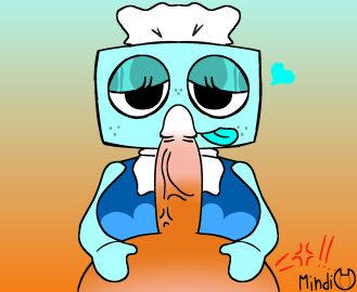 1boy 1girls cock cyan_skin dandy's_world dick dressed_undressed female female_dominating_male male mindi_134 orange_skin penis shrimpo_(dandy's_world) tisha_(dandy's_world)