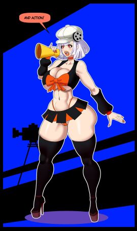 1girls alternate_version_available annon atlus big_breasts big_lips bimbo bimbo_body bimbo_lips bimbofication bimbofied black_eyeshadow black_stockings black_top black_topwear breasts choker cleavage english english_text eyeshadow female female_only full_lips hat heels high_heels hikari_(persona) holding_megaphone light-skinned_female light_skin lipstick long_nails makeup medium_hair megaphone microskirt midriff miniskirt nail_polish navel nude_version_available panties persona persona_q2 plump_lips red_choker red_eyes red_lips red_lipstick red_nail_polish red_nails red_panties short_skirt skirt solo solo_female speech_bubble stockings string_panties text text_bubble thick_thighs thong_above_skirt underboob voluptuous voluptuous_female white_hair white_hat wide_hips