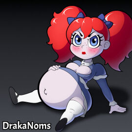 angry_at_viewer angry_expression blue_eyes doll drakanoms female freckles_on_face looking_at_viewer pale-skinned_female pale_skin poppy_(poppy_playtime) poppy_playtime pregnancy pregnant pregnant_belly pregnant_female red_hair red_lips shortstack shortstack_female