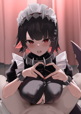 big_breasts breasts ellen_joe female hoyoverse maid male oza_osuwari paizuri paizuri_under_clothes penis penis_between_breasts shark_girl tagme thiren titjob zenless_zone_zero