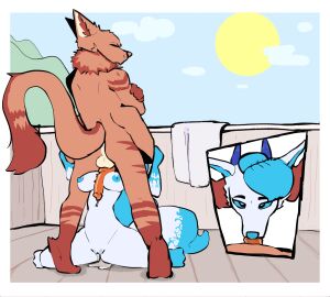 2024 2_penises animated anthro areola balls blowjob bodily_fluids breasts canid canine canis deepthroat diphallia diphallism duo erection exposed_breasts eyebrows fellatio female fur genital_fluids genitals hi_res horn irrumatio male male/female mammal multi_arm multi_genitalia multi_limb multi_penis narrowed_eyes nipples nude oral oral_penetration penetration penis penis_in_mouth pussy red_body red_fur sitting sonofan standing standing_position tongue tongue_out tongue_out_blowjob white_body white_fur wolf