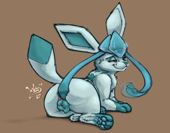 animal_genitalia animal_pussy anus artist_logo ass beckoning bestiality blue_body canid canine_genitalia canine_pussy digital_media_(artwork) eeveelution female feral fur genitals gesture glaceon hi_res inviting inviting_to_sex logo long_ears looking_at_viewer looking_back lying lying_on_ground mammal mouth_closed nintendo on_front one_eye_closed pokemon pokemon_(species) presenting presenting_pussy pussy raised_tail rear_view seductive signature simple_background smile solo spread_ass spread_butt spreading tail tan_background wink wolps