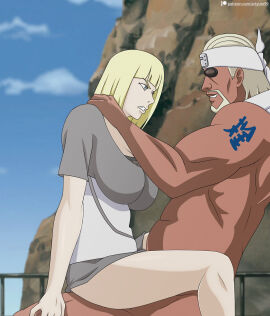 1boy 1girls angry_face angry_sex arm_tattoo artyum99 beard big_breasts blonde-haired_female blonde-haired_male blonde_hair blue_tattoo blunt_bangs bob_cut breasts cleavage clothed_female_nude_male clothed_sex dark-skinned_asian dark-skinned_male dark_skin dress dubious_consent facial_hair female huge_breasts interracial killer_bee kunoichi large_breasts light-skinned_female light_skin looking_at_another male naruto naruto_(series) naruto_shippuden ninja nude patreon_username samui shinobi short_hair sitting sitting_on_lap sitting_on_person straight sunglasses tattoo url voluptuous voluptuous_female watermark web_address