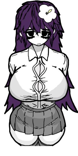 big_breasts breasts female huge_breasts jvne_(sewerslvt) knee_socks kokorikokoro_(artist) large_breasts long_hair looking_at_viewer music_(culture) purple_hair school_skirt school_uniform sewerslvt sewerslvt_(artist) skirt socks straining_buttons tagme thick_thighs thighs tight_clothing traced white_shirt white_skin