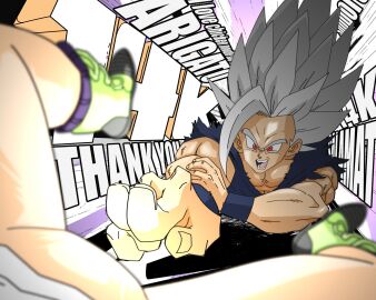 1boy 1girls 2022 boots dragon_ball dragon_ball_super dragon_ball_z english_text female female_focus gohan_beast laser long_hair male pasawaykomiks pussy red_eyes silver_hair son_gohan vagina vaginal_penetration videl