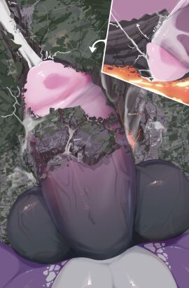 anthro balls big_balls big_penis bodily_fluids city_destruction cum death_count destruction ejaculation excessive_cum excessive_genital_fluids generation_1_pokemon genital_fluids genitals hi_res huge_balls huge_cock kanaraptor kill_count macro male nidoking nintendo penis pokemon pokemon_(species) skyline solo