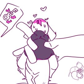 blush heart male male_focus monochrome motion_lines multiple_boys multiple_males simple_background standing striped sweat sweatdrop tail trembling white_background