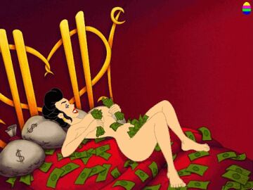 1girls animated animated_gif annette_boning barefoot bed black_hair breasts completely_nude completely_nude_female covering_crotch dollar_bills female female_focus female_only gif leisure_suit_larry leisure_suit_larry_7 light-skinned_female light_skin looking_at_viewer money money_bath naked naked_female navel nipples nude nude_female shocked short_hair solo solo_female solo_focus