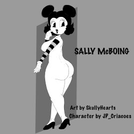 1girls ass back big big_nipples black breasts female hair hips huge_ass looking original pereira_cartoons rubberhose sally_mcboing skin skullyhearts thick thighs toony white wide